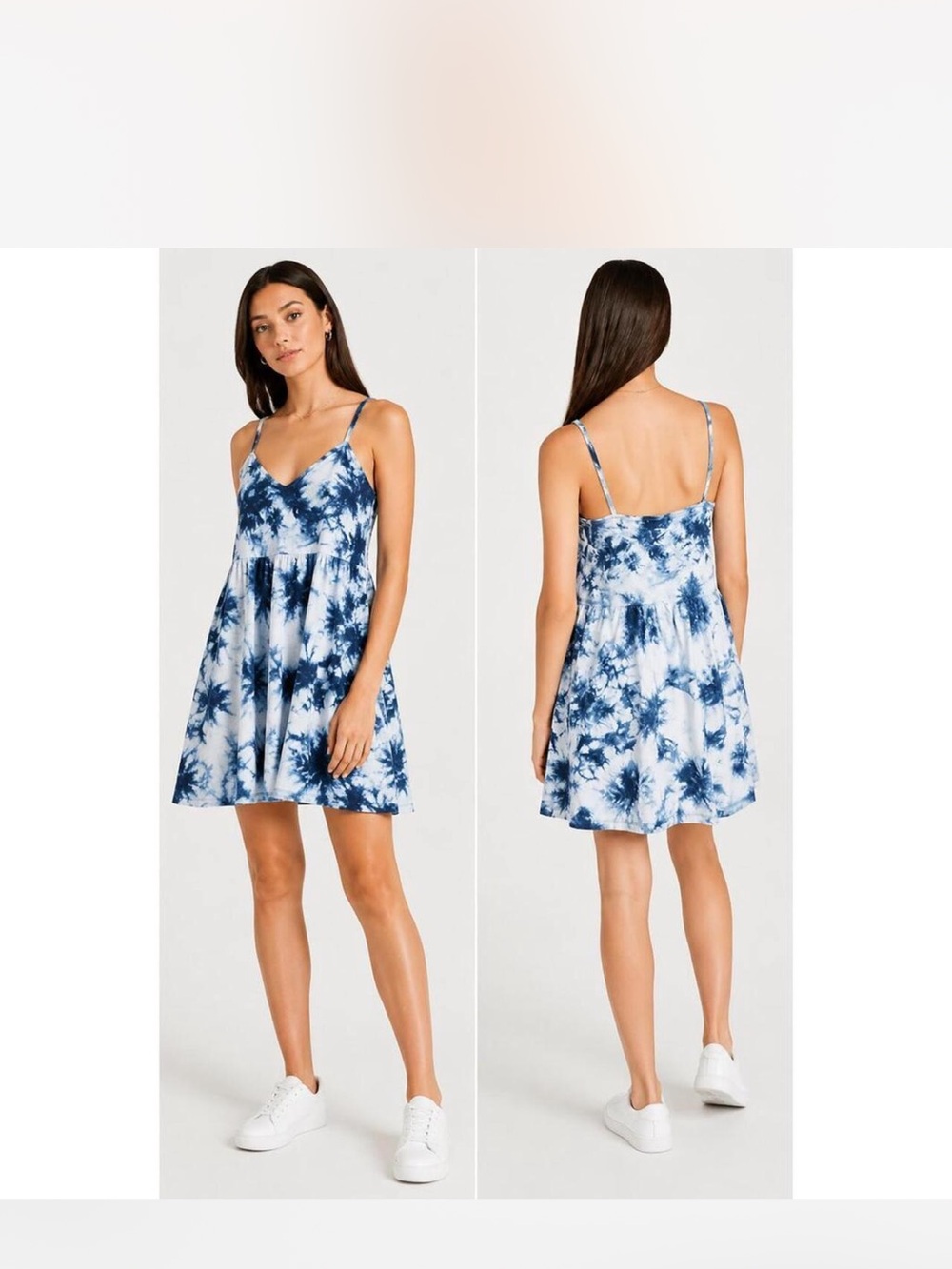 Tie-Dye Spaghetti Strap Mini Dress - Blue